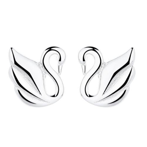 925 Sterling Silver Stud Earrings Swan fashion jewelry & for woman Sold By Pair