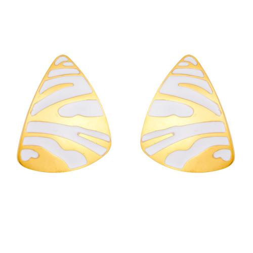 Stainless Steel Stud Earrings 304 Stainless Steel Triangle fashion jewelry & for woman & enamel golden Sold By Pair