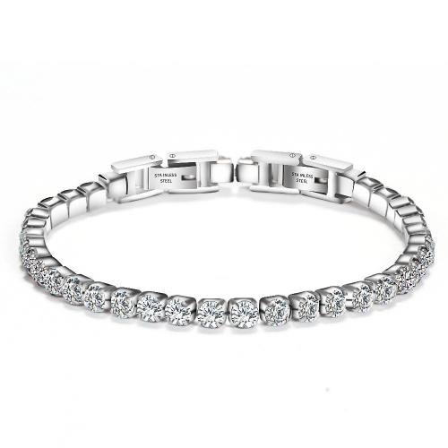 Edelstahl Schmuck Armband, 304 Edelstahl, Modeschmuck & Micro pave Zirkonia & für Frau, keine, 4mm, verkauft per ca. 19 cm Strang