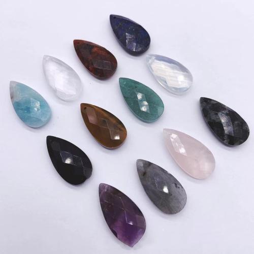 Gemstone Vedhæng Smykker, Natursten, Teardrop, du kan DIY & forskellige materialer til valg, flere farver til valg, 13x25x6mm, Solgt af PC