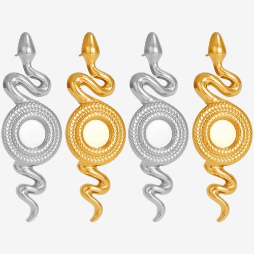 Stainless Steel Earring Stud Component 304 Stainless Steel Snake Vacuum Ion Plating fashion jewelry & for woman Sold By Pair