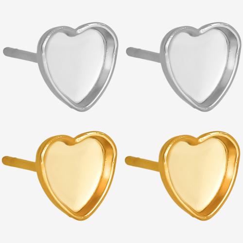 Stainless Steel Earring Stud Component 304 Stainless Steel Heart Vacuum Ion Plating DIY & for woman Inner Approx Sold By Pair