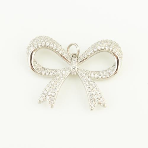 Cubic Zirconia Micro Pave bronze Pingente, cobre, Laço, banhado, DIY & micro pavimento em zircônia cúbica, Mais cores pare escolha, níquel, chumbo e cádmio livre, 30x23x7mm, vendido por PC