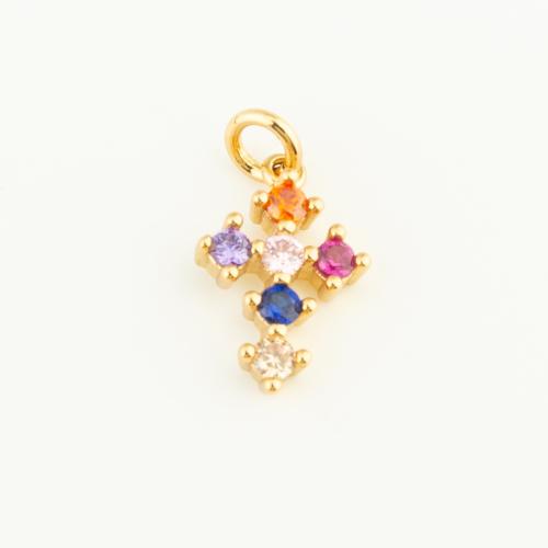 Cubic Zirconia Micro Pave Brass Pendant Rhombus gold color plated DIY & micro pave cubic zirconia nickel lead & cadmium free Sold By PC