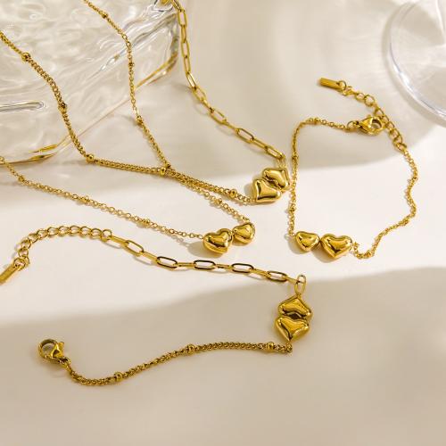 Roestvrij staal sieraden sets, 304 roestvrij staal, Hart, gold plated, verschillende stijlen voor de keuze & voor vrouw, meer kleuren voor de keuze, Verkocht door PC