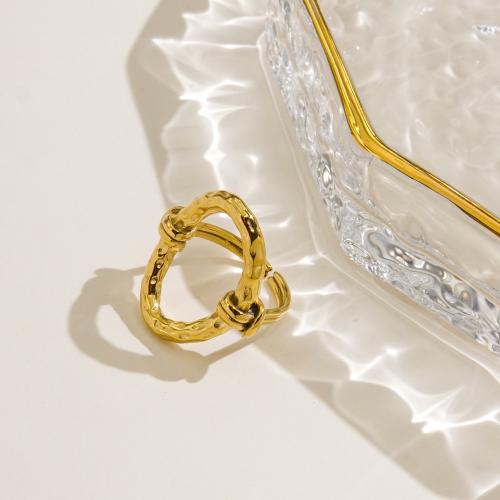 Vinger Ring in edelstaal, 304 roestvrij staal, gold plated, voor vrouw, Verkocht door PC