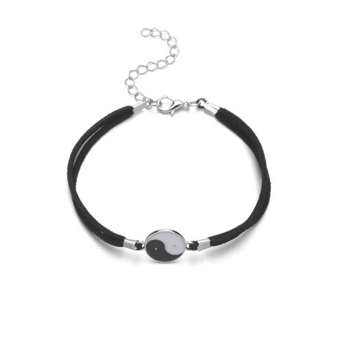 Pulseira de liga de zinco, pelúcia, with liga de zinco, joias de moda, preto, vendido por PC