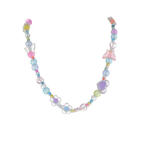 Collier résine, avec 7cm chaînes de rallonge, bijoux de mode, multicolore, Longueur 38 cm, Vendu par PC