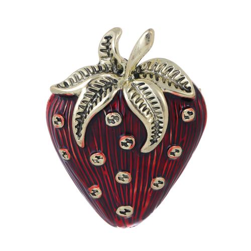 Zinc Alloy Brooches Strawberry antique bronze color plated fashion jewelry & Unisex & enamel Sold By PC