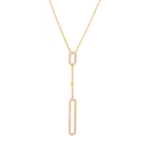 Collier d'acier titane, avec 5cm chaînes de rallonge, Placage, pavé de micro zircon & pour femme & creux, plus de couleurs à choisir, Longueur Environ 40 cm, Vendu par PC