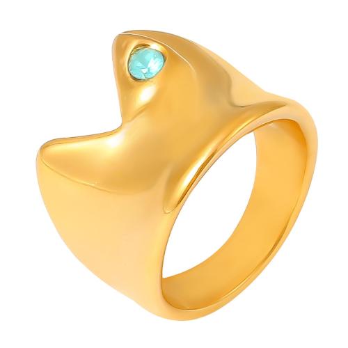 Anillo de dedo de acero inoxidable, acero inoxidable 304, con Vidrio, chapado, Joyería & diverso tamaño para la opción & para mujer, más colores para la opción, Vendido por UD