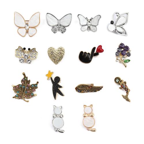 Zinklegering broches, Zinc Alloy, met Schelp, verschillende stijlen voor de keuze & voor vrouw & glazuur & met strass, meer kleuren voor de keuze, Verkocht door PC