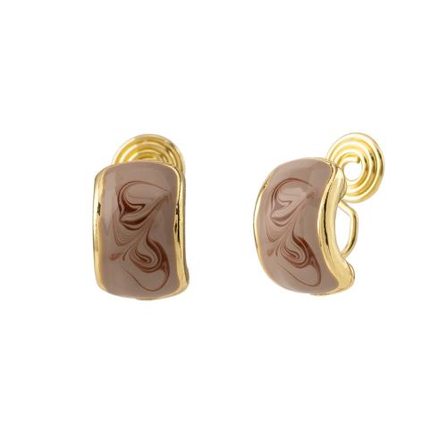 Zinc Alloy Stud Earring plated & for woman & enamel golden Sold By Pair