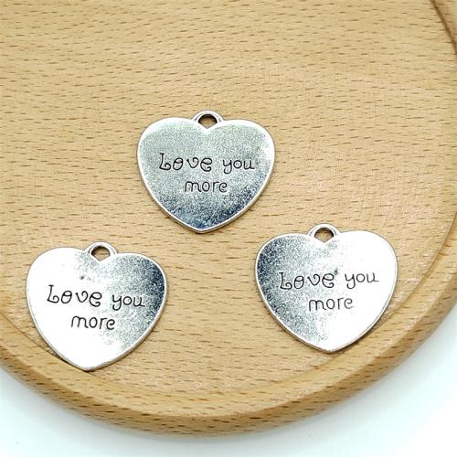 Zinc Alloy Heart Pendants antique silver color plated DIY Sold By Bag