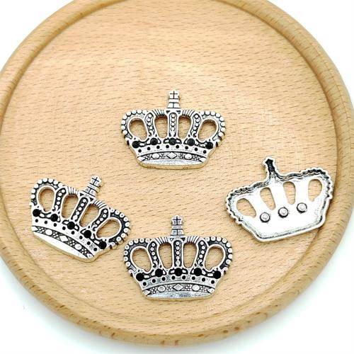 Sinc Alloy Crown Pendants, Corónach, dath airgid antique plátáilte, DIY, 27x20mm, 100ríomhairí pearsanta/Mála, Díolta De réir Mála