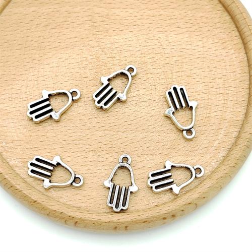 Sinkkiseos Hand riipukset, Käsi, antiikki hopea päällystetty, tee-se-itse, 15x18mm, 100PC/laukku, Myymät laukku