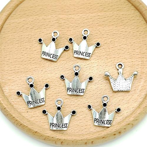 Zinc Alloy Crown Pendants antique silver color plated DIY Sold By Bag