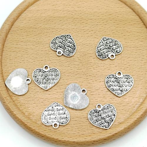 Zinc Alloy Heart Pendants antique silver color plated DIY Sold By Bag