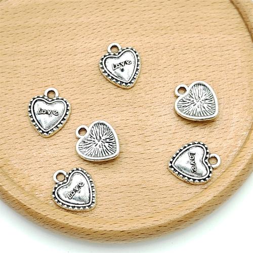 Zinc Alloy Heart Pendants antique silver color plated DIY Sold By Bag