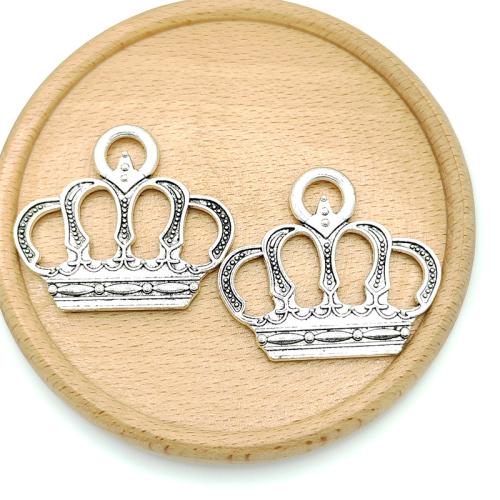 Zink Alloy Crown Halsband, antik silver pläterad, DIY, 45x41mm, 100PC/Bag, Säljs av Bag