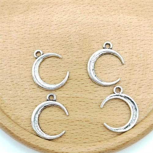 Zinc Alloy Moon Pendants antique silver color plated DIY Sold By Bag