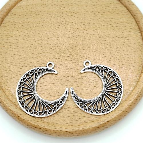 Zinc Alloy Moon Pendants antique silver color plated DIY Sold By Bag