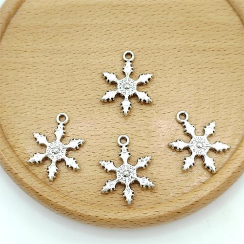 Ciondoli in lega di zinco, lega in zinco, Fiocco di Neve, placcato argento antico, DIY, 18x23mm, 100PC/borsa, Venduto da borsa