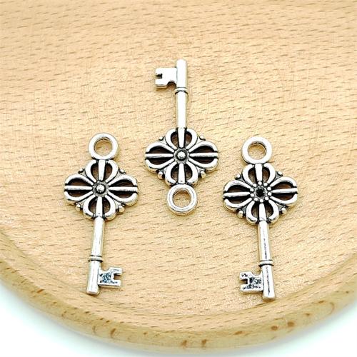 Zinc Alloy Key Pendants antique silver color plated DIY Sold By Bag