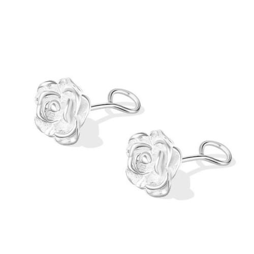 Sterling Silver Jewelry orecchino, 925 sterline d'argento, Rose, gioielli di moda & per la donna, 7x15mm, Venduto da coppia