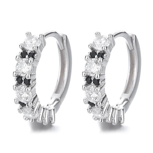 Cubic Zirconia micro pavimenta Sterling Silver Earring, 925 sterline d'argento, gioielli di moda & Micro spianare cubic zirconia & per la donna, 13.70x13.20mm, Venduto da coppia