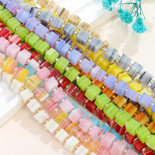 Handgemaakte Lampwork Beads, Plein, DIY, meer kleuren voor de keuze, 6mm, Ca 52pC's/Strand, Verkocht door Strand