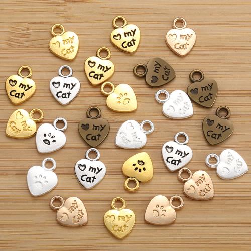 Zinc Alloy Heart Pendler, forgyldt, du kan DIY, flere farver til valg, nikkel, bly & cadmium fri, 8.50x12mm, 100pc'er/Bag, Solgt af Bag