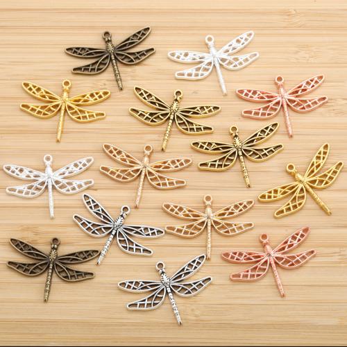 Zinc Alloy Animal Pendler, Dragonfly, forgyldt, du kan DIY & hule, flere farver til valg, nikkel, bly & cadmium fri, 25x35mm, 100pc'er/Bag, Solgt af Bag