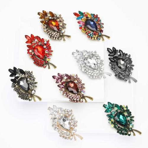 Zinklegering broches, Zinc Alloy, met Glas, plated, voor vrouw & met strass, meer kleuren voor de keuze, nikkel, lood en cadmium vrij, Verkocht door PC