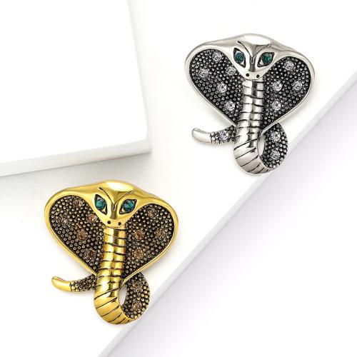 Zinc Alloy Brocher, Snake, forgyldt, for kvinde & med rhinestone, flere farver til valg, nikkel, bly & cadmium fri, Solgt af PC