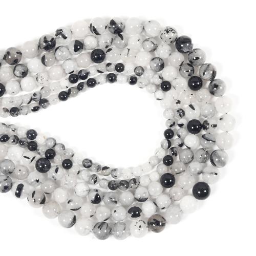 Natural Quartz Jewelry Beads Tourmalinated Quartz Round DIY mixed colors Sold By Strand