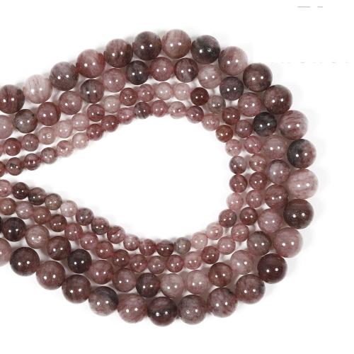 Natural Quartz Jewelry Beads Strawberry Quartz Round DIY mixed colors Sold By Strand