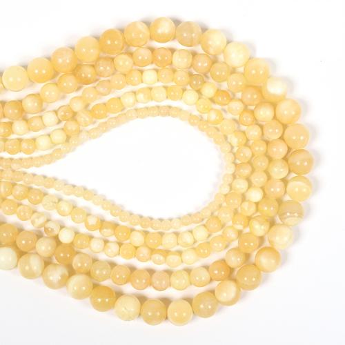 Natural Jade Beads Pale Brown Jade Round DIY yellow Sold By Strand