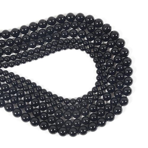 Perles bijoux en pierres gemmes, Pierre naturelle, Rond, DIY & normes différentes pour le choix, noire, Vendu par brin