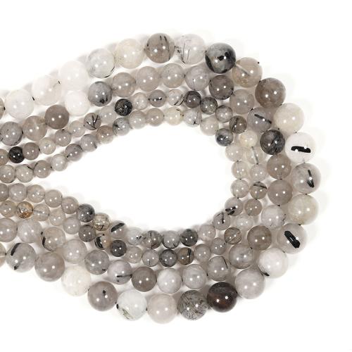 Natural Quartz Jewelry Beads Black Rutilated Quartz Round DIY mixed colors Sold By Strand