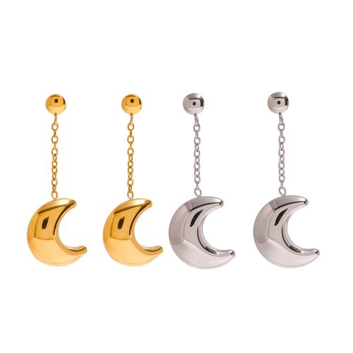 Stainless Steel Stud Earrings 304 Stainless Steel Moon plated fashion jewelry & for woman Sold By Pair