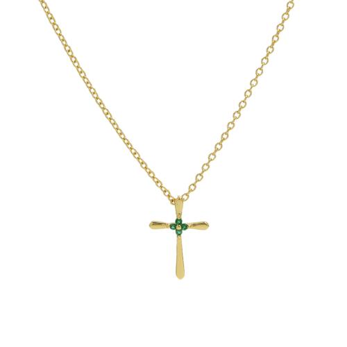 Cubic Zircon Micro Pave Brass Necklace with 5CM extender chain Cross plated micro pave cubic zirconia & for woman Length Approx 45 cm Sold By PC