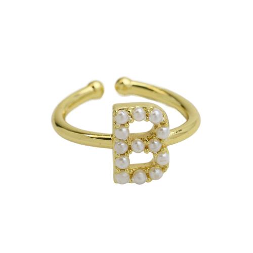 Brass Finger Ring with Plastic Pearl plated & for woman gold Sold By PC