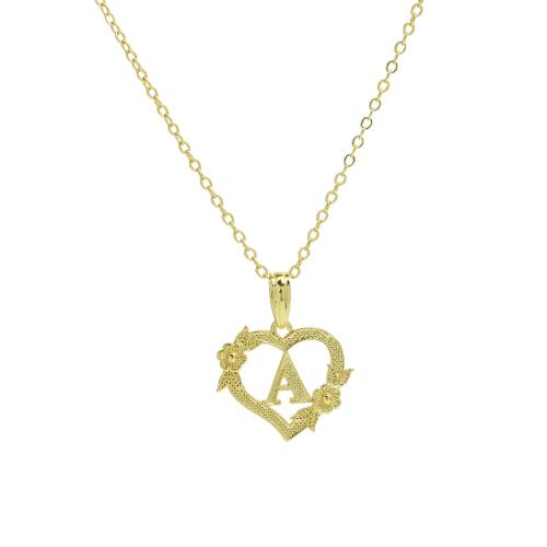 Collar de Latón, metal, con 5CM extender cadena, Corazón, chapado, diferentes estilos para la opción & para mujer, dorado, longitud aproximado 45 cm, Vendido por UD