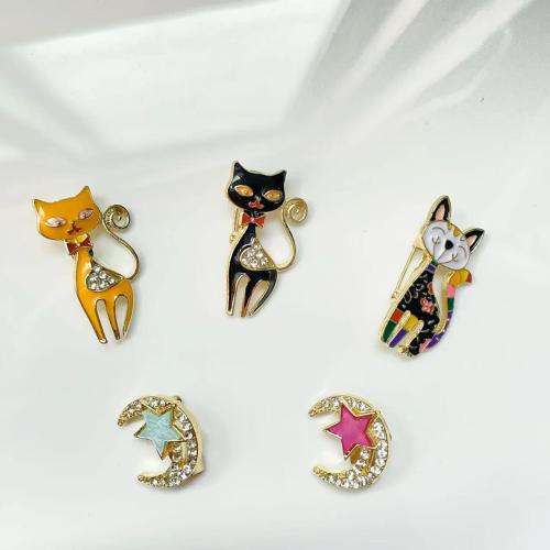 Zinc Alloy Brooches & for woman & enamel & with rhinestone Sold By PC