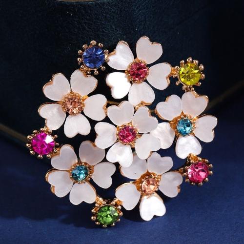 Zinc Alloy Brooches with Resin for woman & with rhinestone golden Sold By PC