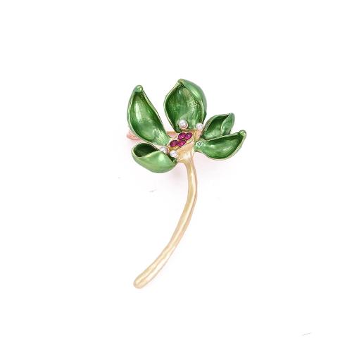 Zinc Alloy Brooches with Plastic Pearl for woman & enamel & with rhinestone Sold By PC