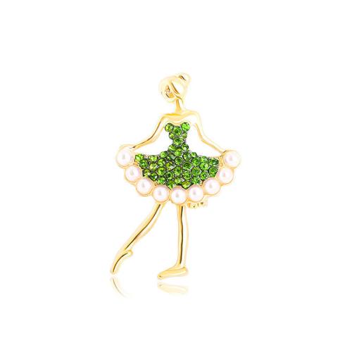 Zinc Alloy Brooches with Plastic Pearl plated for woman & with rhinestone Sold By PC