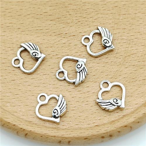 Zinklegering Hart Hangers, Zinc Alloy, antiek zilver plated, DIY, 12x13mm, 100pC's/Bag, Verkocht door Bag