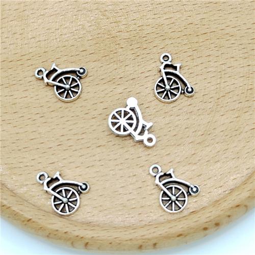 Køretøj Shaped Zinc Alloy Pendler, Bike, antik sølv farve forgyldt, du kan DIY, 11x12mm, 100pc'er/Bag, Solgt af Bag